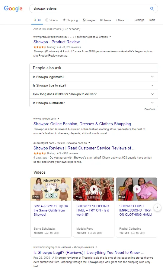 Google Search Engine Results Page