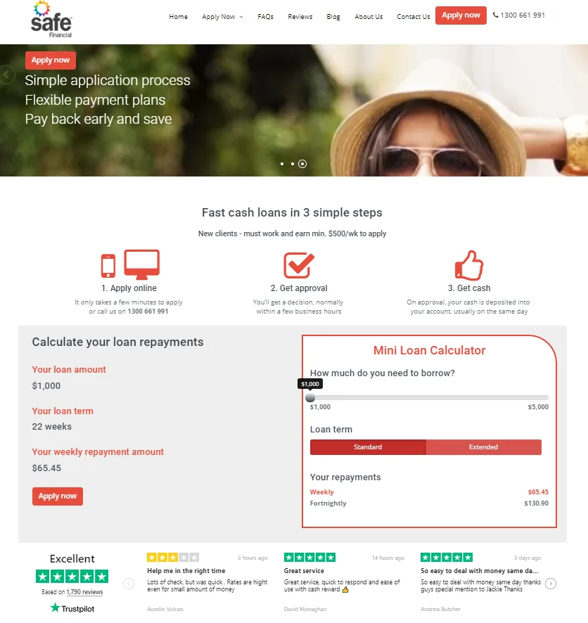 Safe financial product page