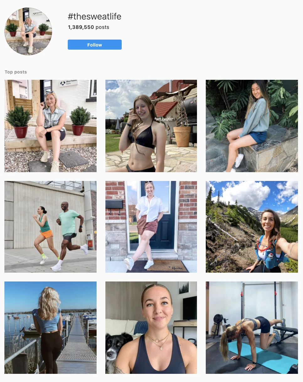 Screenshot: Kundenfotos auf dem Instagram-Profil von Lululemon
