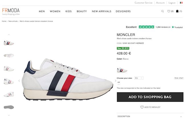 Esempio di TrustBox nella pagina prodotto di FRMODA FRMODA - immagine del prodotto