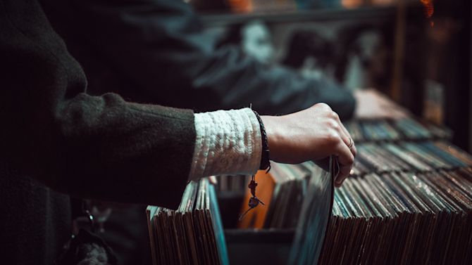 recordalbums Person browsing LP records