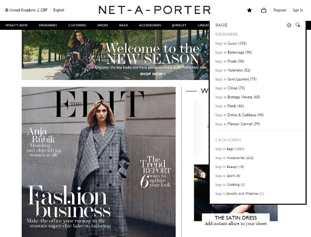 Net-a-porter screenshot Net-a-porter screenshot