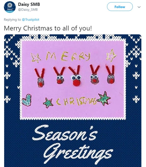 Daisy SMB Tweet Day 11 of Trustpilot