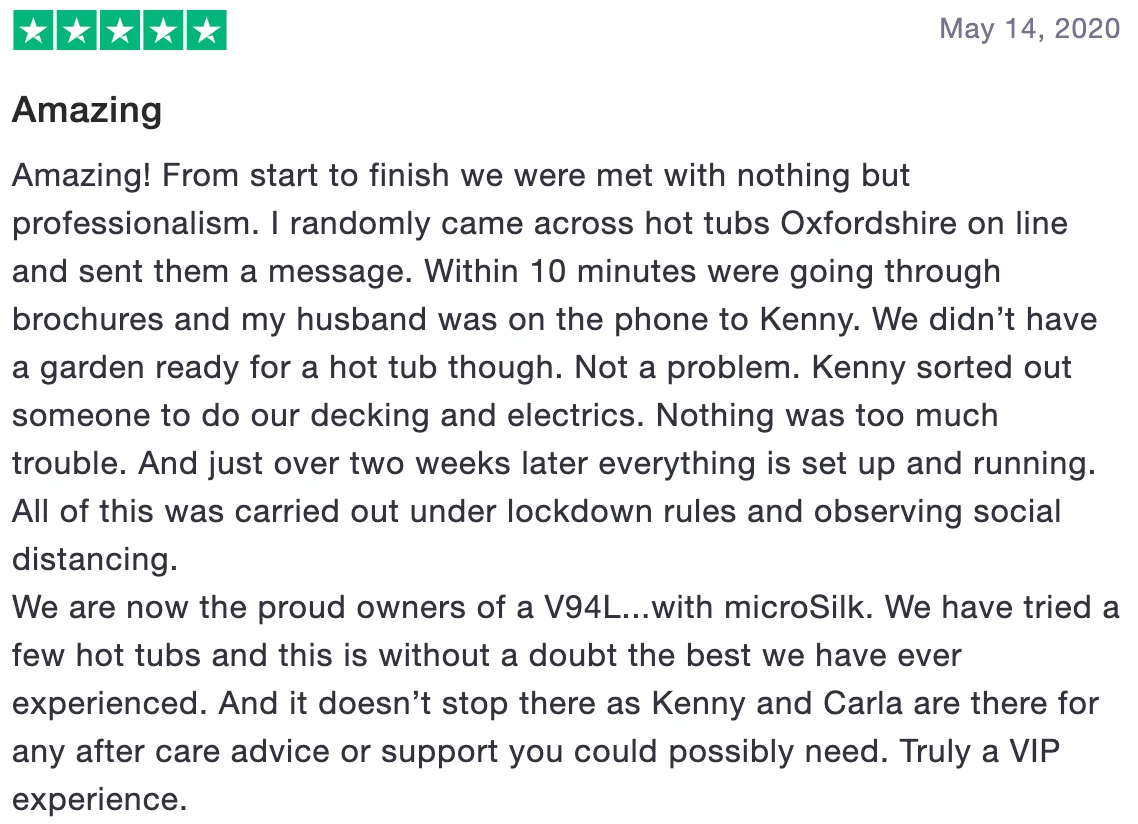 Review of Hot Tubs Oxfordshire: Amazing (5 stars)