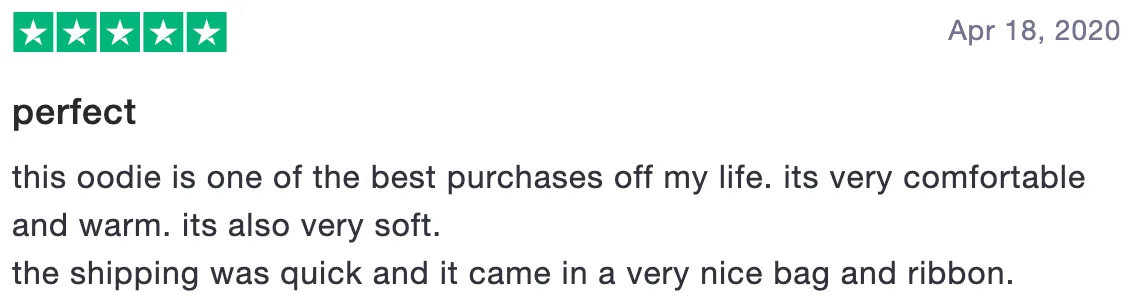 Review of The Oodie: perfect (5 stars)