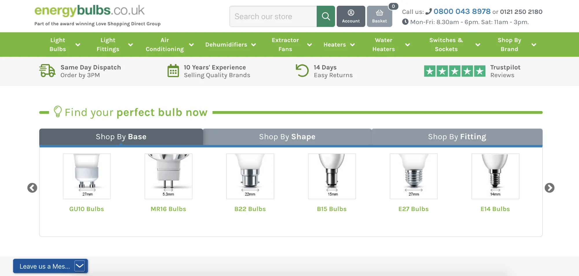 Energybulbs.co.uk online experience