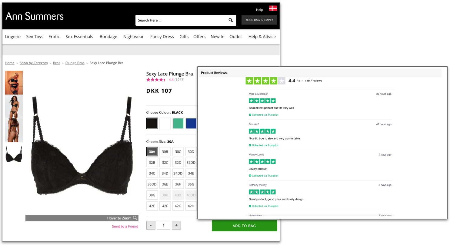 AnnSummers Product Reviews on page example