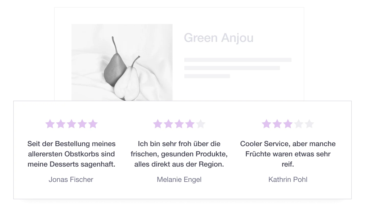 Illustration showing how Trustpilot's display API can be used to personalize TrustBox widgets DE - Display API