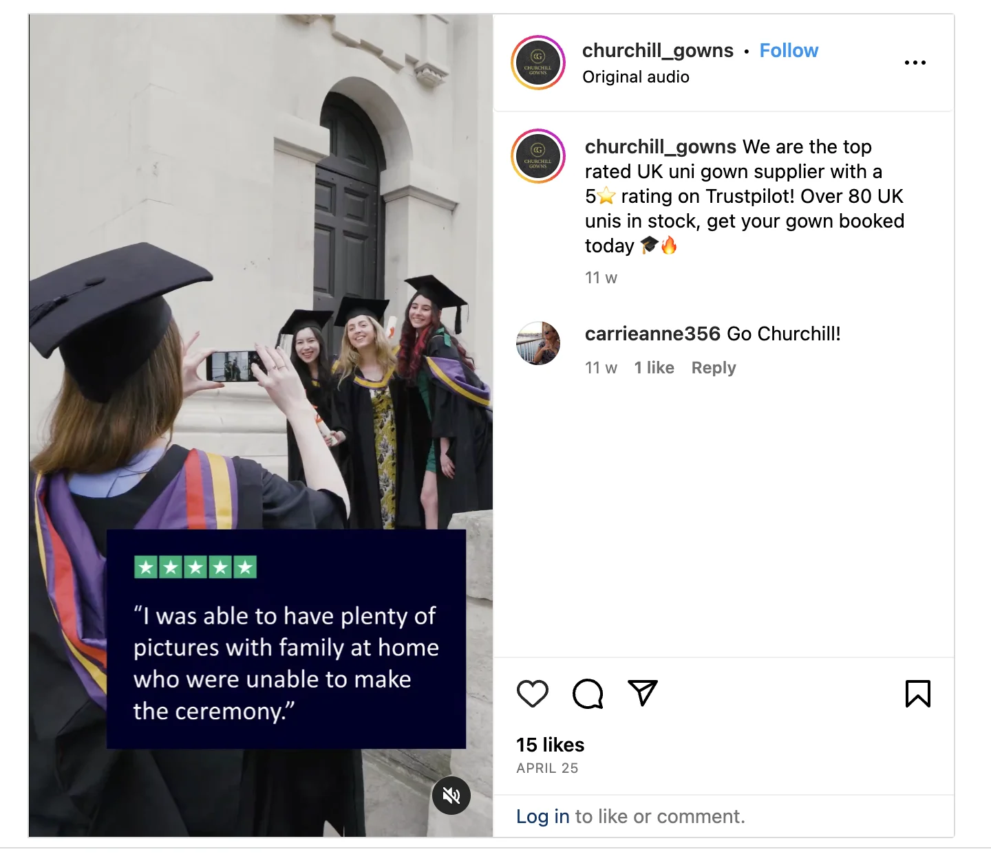 Videoclip von Churchill Gowns auf Instagram