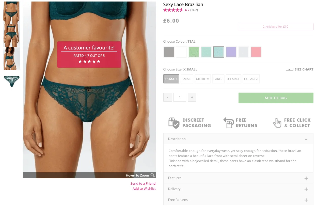 ann summers social proof product page