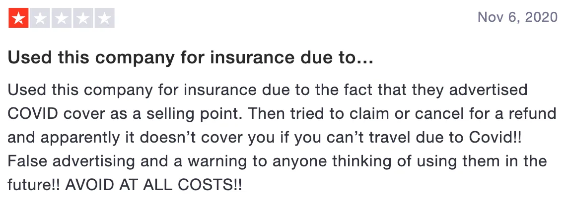 Review of Staysure Travel Insurance: Used this company for insurance due to... (1 star)