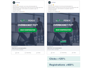 Flypenge.dk uses social proof to boost ads performance