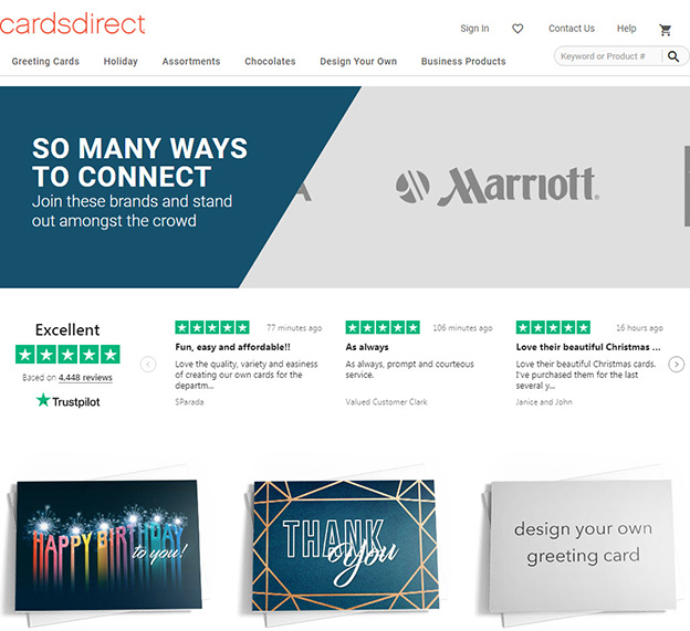 CardsDirect Trustpilot Reviews in Paid Search Landing Pages