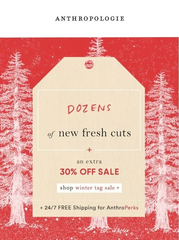 Seasonal email (sale) from anthropologie
