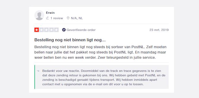 Verzendingreview