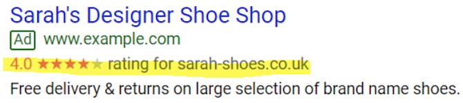 Google Seller Ratings example