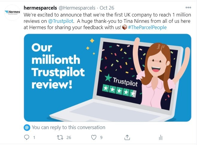 Hermes social media Trustpilot