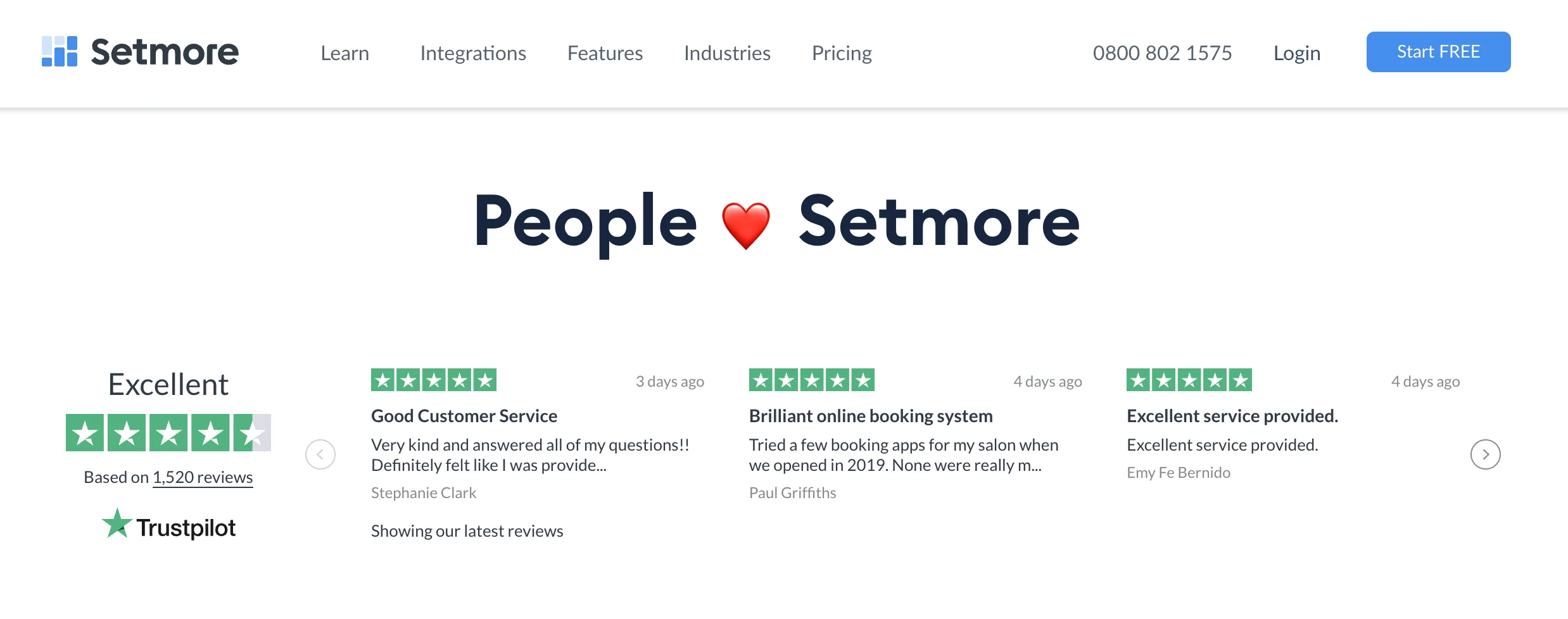 Trustpilot reviews can be found lower down on the website’s homepage too.
