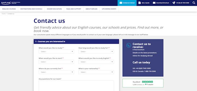 TrustScore on Contact Page