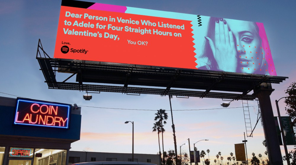 Spotify billboard displaying social proof and personalised content