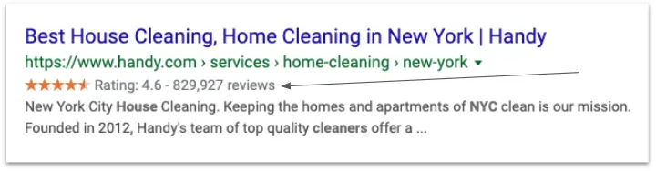 Example of Rich Snippet stars in organic search results