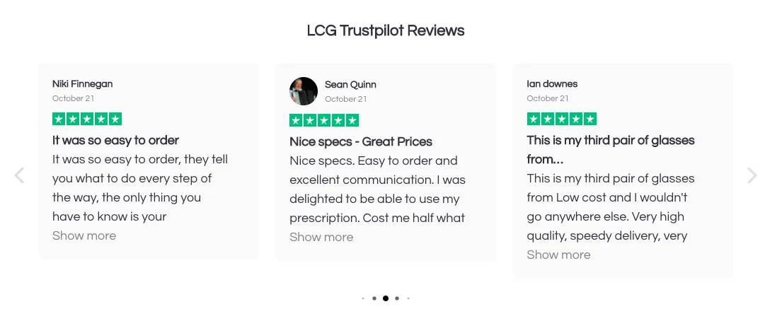 LCG reviews homepage