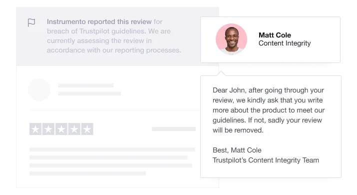 Trustpilot's reported review response