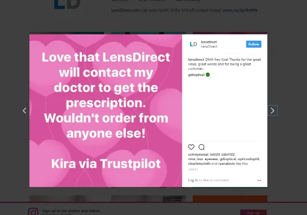 LensDirect - Review on Instagram