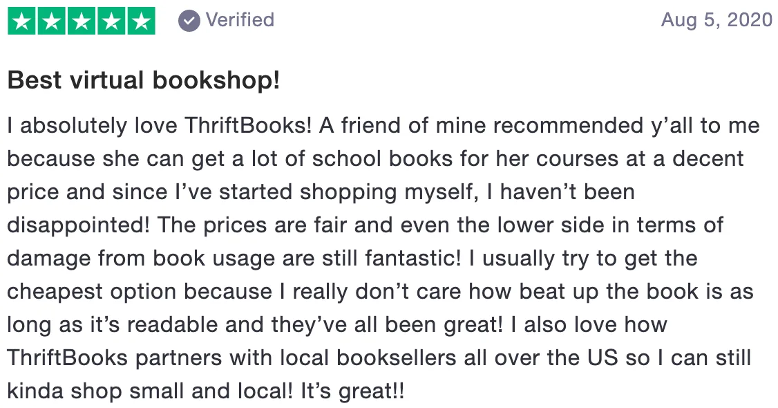 Service Review of ThriftBooks: Best virtual bookshop! (5 stars)