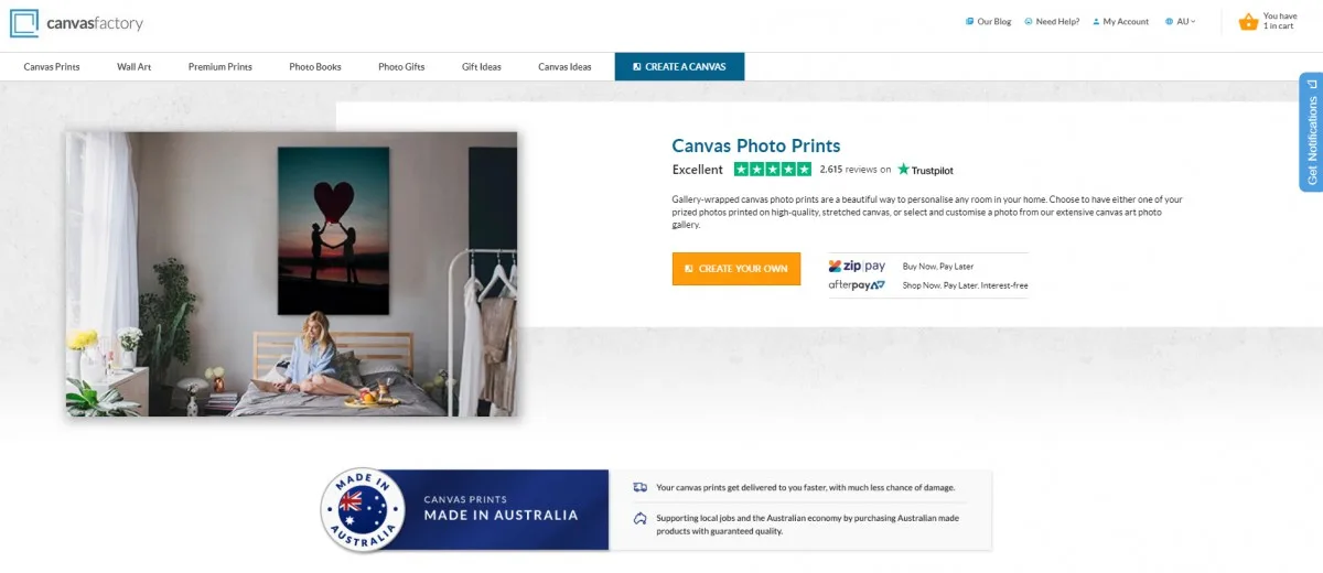 trustpilot product page canvas factory