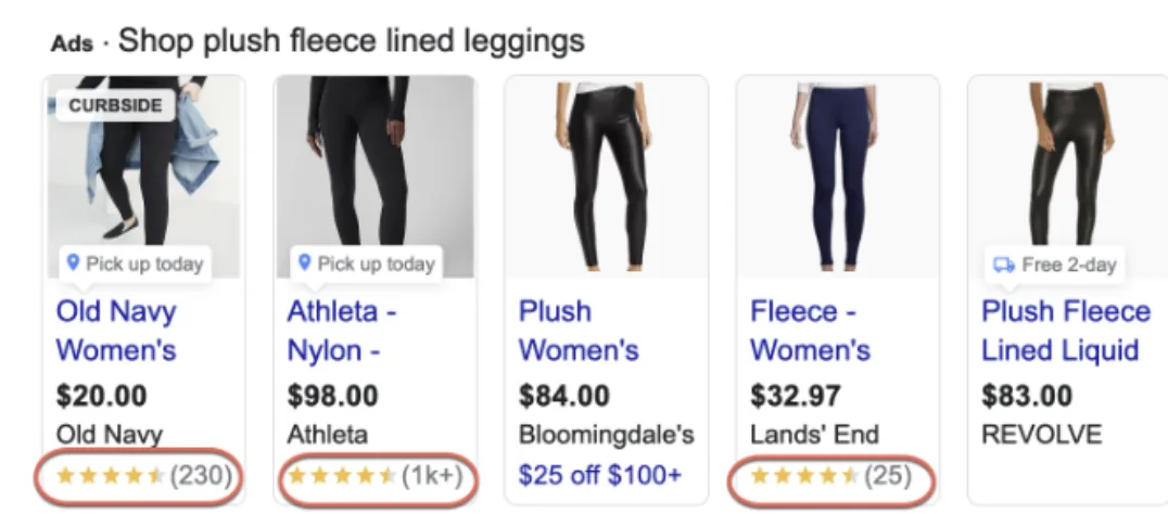 GSRs google shopping images