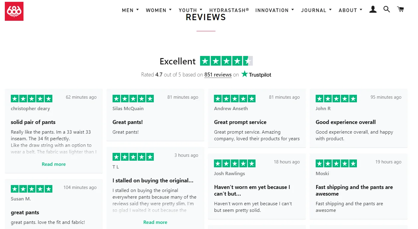 686 Trustpilot Reviews Onsite