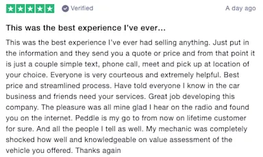 Review of Peddle: This was the best experience I've ever... (5 stars)