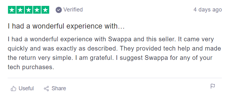 Customer review Swappa