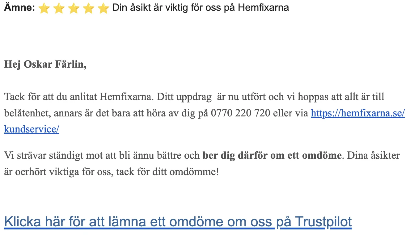 Hemfixarna anpassad inbjudan