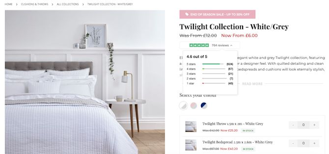 Dusk displays product reviews on site Dusk displays product reviews on site