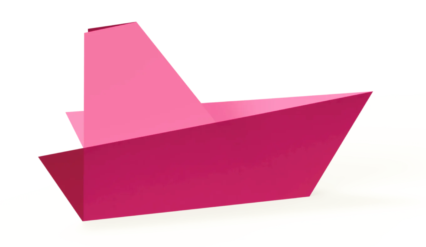 Pink origami boat - Mobile