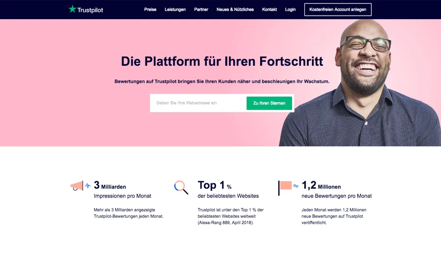 Startseite von de.business.trustpilot.com