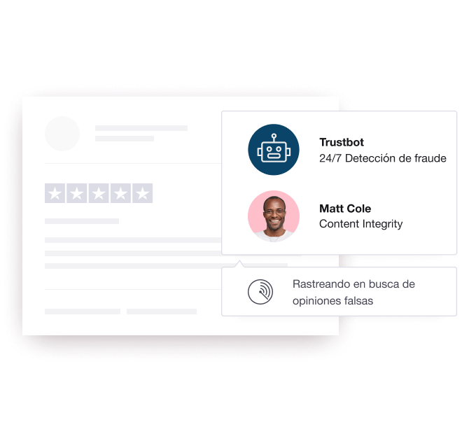 Product illustration showing Trustpilot's fraud detection and content integrity efforts for safeguarding the platform ES - Jumbotron main image - desktop