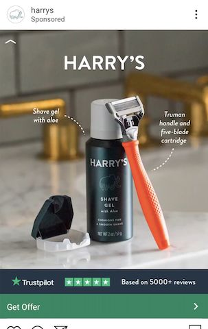Harry's instagram ad with reviews Harry's instagram ad with reviews