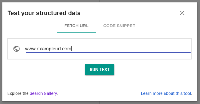 Schermata che raffigura lo Strumento di test per i dati strutturati di Google