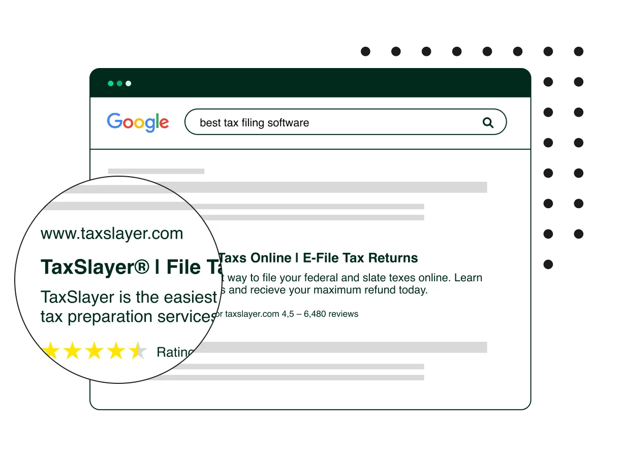 TaxSlayer Google Search stars