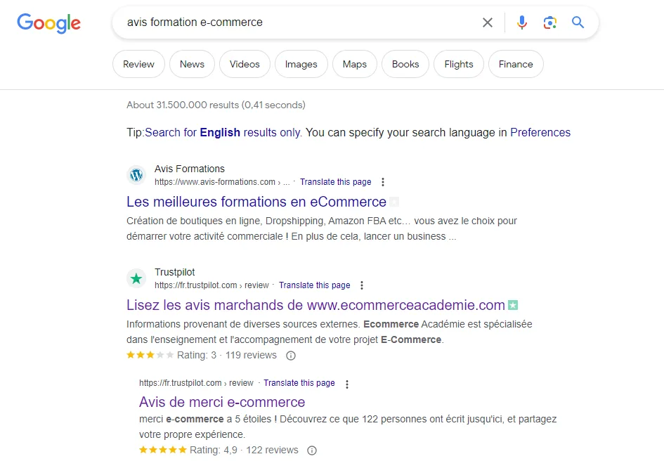 Merci CS - 15 - Recherche Google Merci e-commerce