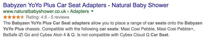 Beispiel für ein Suchergebnis auf Google mit Rich Snippet Beispiel für ein Suchergebnis auf Google mit Rich Snippet