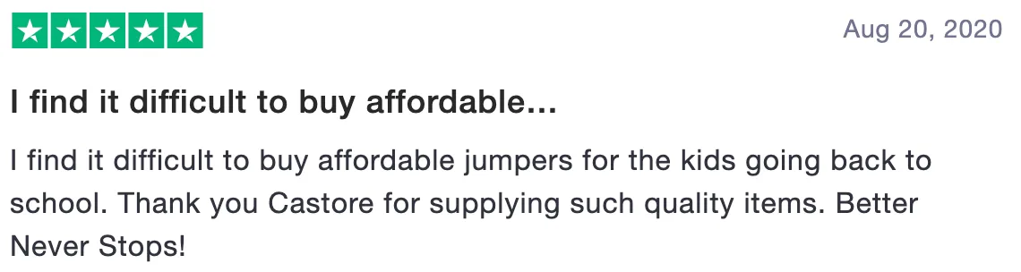 Review of Castore: I find it difficult to buy affordable jumpers for the kids ... (5 stars)