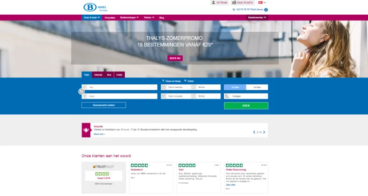 screenshot NMBS Europe pagina