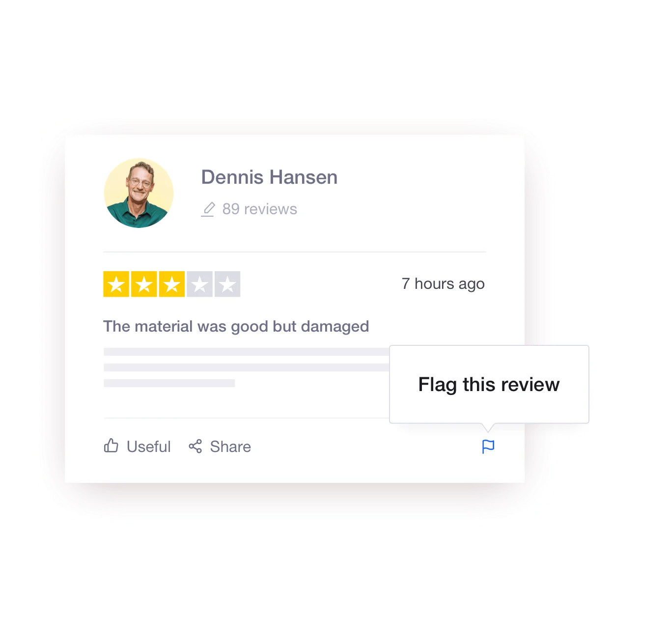 Trustpilot's review flagging functionality