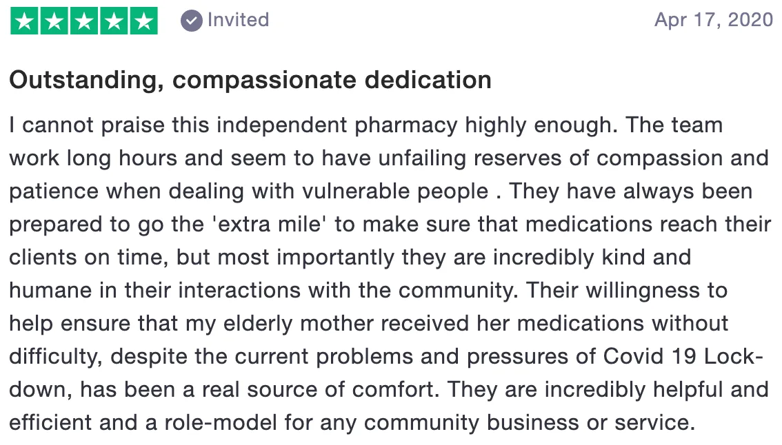 Review of Ringwood Pharmacy: Outstanding, compassionate dedication (5 stars)