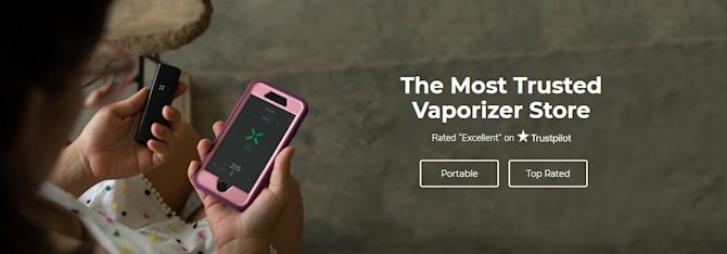 Example of Trustpilot social proof by the Vaporizer store POTV banner