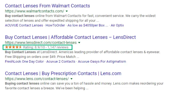 LensDirect rich snippets SERP